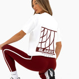 Jodi Oversized T-Shirt - Flat White & Maroon Red