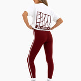 Jodi Oversized T-Shirt - Flat White & Maroon Red