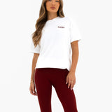 Jodi Oversized T-Shirt - Flat White & Maroon Red