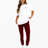 Jodi Oversized T-Shirt - Flat White & Maroon Red