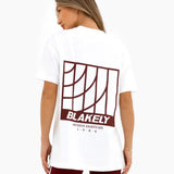Jodi Oversized T-Shirt - Flat White & Maroon Red
