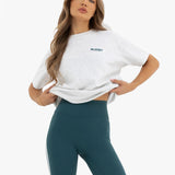 Jodi Oversized T-Shirt - Marl Grey & Teal Green