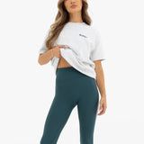 Jodi Oversized T-Shirt - Marl Grey & Teal Green