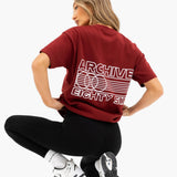 Naomi Oversized T-Shirt - Maroon Red