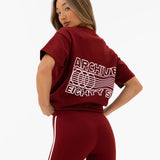 Naomi Oversized T-Shirt - Maroon Red