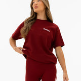 Naomi Oversized T-Shirt - Maroon Red