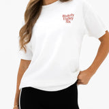Romi Oversized T-Shirt - Flat White & Washed Red