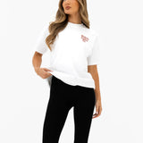 Romi Oversized T-Shirt - Flat White & Washed Red