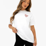 Romi Oversized T-Shirt - Flat White & Washed Red