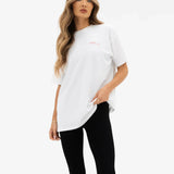 Sloane Oversized T-Shirt - White & Bright Red