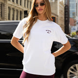 NYC Oversized T-Shirt - White & Dark Cherry