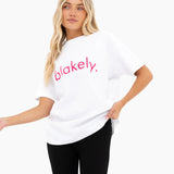 Lila Oversized T-Shirt - White & Neon Pink