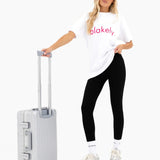 Lila Oversized T-Shirt - White & Neon Pink