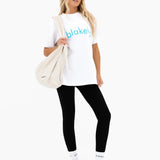 Lila Oversized T-Shirt - White & Aqua