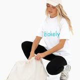 Lila Oversized T-Shirt - White & Aqua