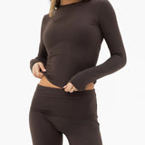 Lucia Long Sleeve Top - Chocolate Brown