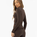 Lucia Long Sleeve Top - Chocolate Brown