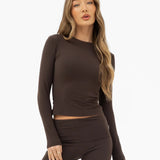 Lucia Long Sleeve Top - Chocolate Brown