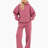 Isabel Wide Leg Sweatpants - Dark Berry