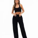 Isabel Wide Leg Sweatpants - Black