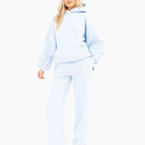 Isabel Wide Leg Sweatpants - Soft Blue