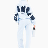 Isabel Wide Leg Sweatpants - Soft Blue