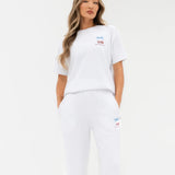 Charli Cherry Print Wide Leg Sweatpants - White