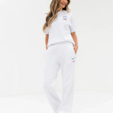 Charli Cherry Print Wide Leg Sweatpants - White
