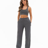Isabel Wide Leg Sweatpants - Charcoal