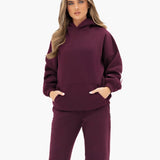 Isabel Wide Leg Sweatpants - Dark Cherry