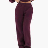 Isabel Wide Leg Sweatpants - Dark Cherry