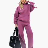 Isabel Wide Leg Sweatpants - Mulberry