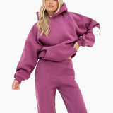 Isabel Wide Leg Sweatpants - Mulberry