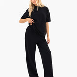 Soft Waffle Oversized T-Shirt - Black