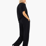 Soft Waffle Oversized T-Shirt - Black