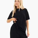 Soft Waffle Oversized T-Shirt - Black