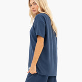 Soft Waffle Oversized T-Shirt - Blue