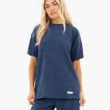 Soft Waffle Oversized T-Shirt - Blue