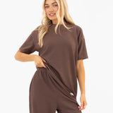 Soft Waffle Oversized T-Shirt - Brown