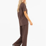 Soft Waffle Oversized T-Shirt - Brown