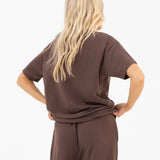 Soft Waffle Oversized T-Shirt - Brown