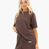 Soft Waffle Oversized T-Shirt - Brown