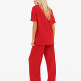 Soft Waffle Oversized T-Shirt - Red