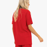 Soft Waffle Oversized T-Shirt - Red