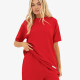 Soft Waffle Oversized T-Shirt - Red