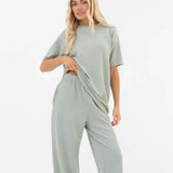 Soft Waffle Oversized T-Shirt - Sage Green