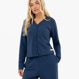 Soft Waffle Cardigan - Blue