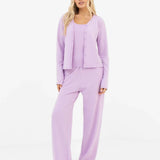 Soft Waffle Cardigan - Purple