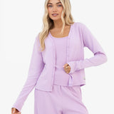 Soft Waffle Cardigan - Purple