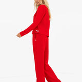 Soft Waffle Cardigan - Red